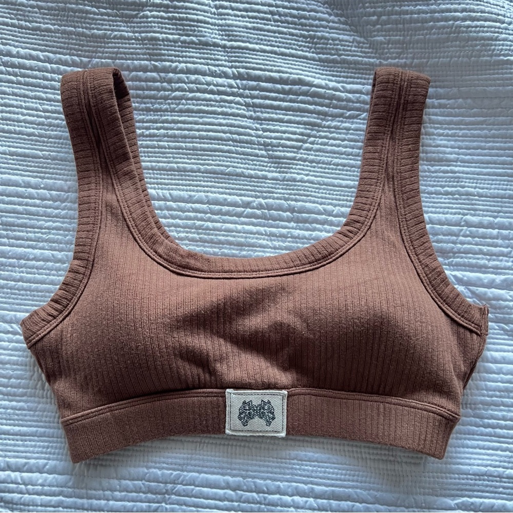 IYKYK Darc Sport She Wellness Bra in Brown Ribbed Size Extra Small